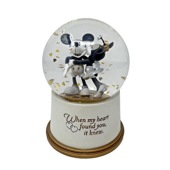 Disney Mickey & Minnie "When My Heart Found You, It Knew" Hallmark Snow Globe - Picture 3 of 12